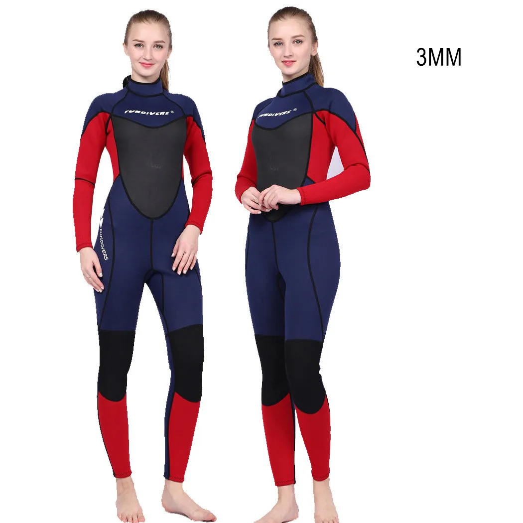 3MM Neoprene Women Long Sleeve Keep Warm Spearfishing Wetsuit Scuba Swimming Surfing Triathlon Snorkeling Kayaking Diving Suit
