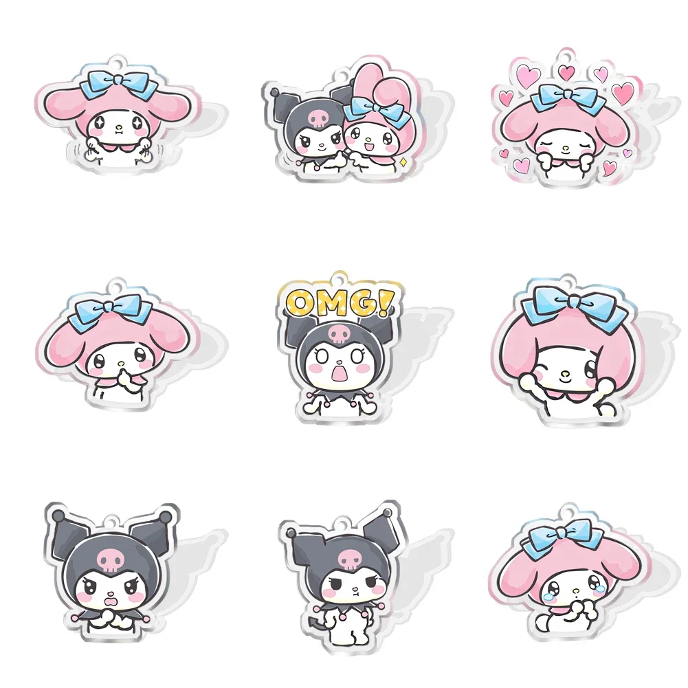 Sanrio Melody and Kouromi с отверстием плоский женский прозрачный акриловый блестящий для