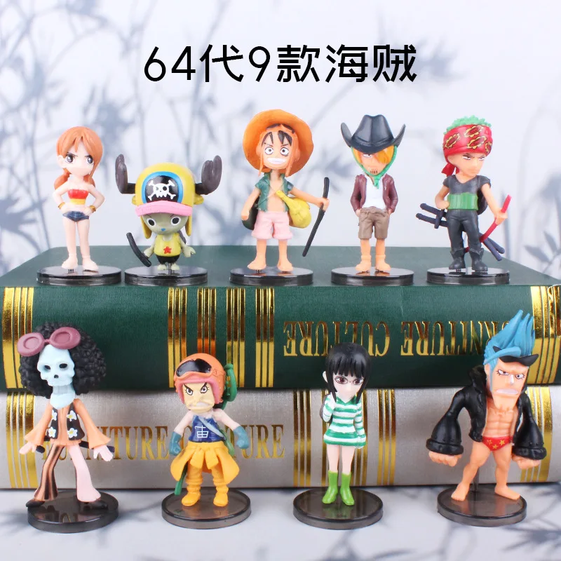 

9pcs/set 5-7CM Anime luffy Zoro Sanji Nami FRANKY BROOK Chopper PVC Action figure Model toys car Ornaments collection fans gifts