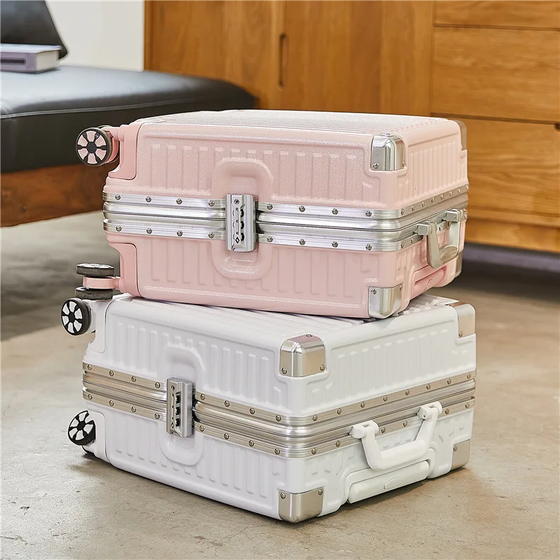 18-Inch Luxury Aluminum Frame Boarding Luggage Luggage Fashion Good-Looking Password Lock Universal Wheel Suitcase