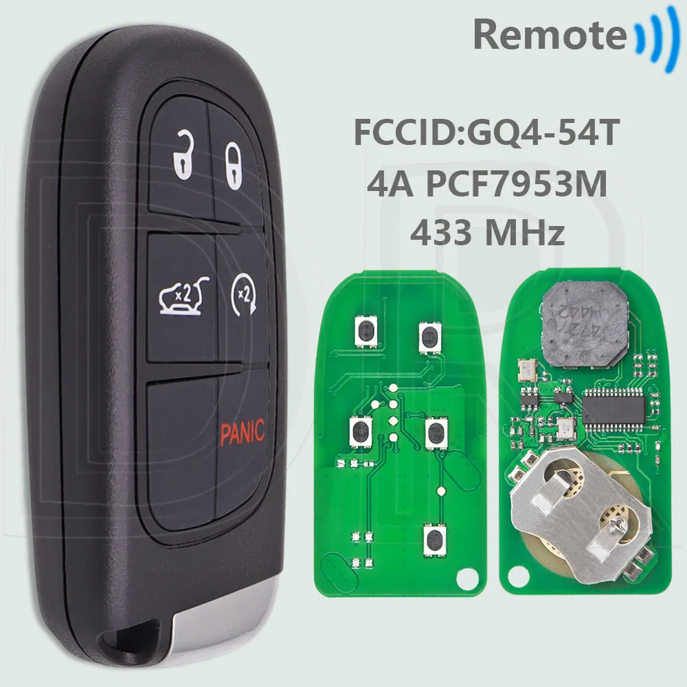 

DR GQ4-54T 4A PCF7953M 433 МГц бесконтактный автомобильный ключ дистанционного управления для Jeep Cherokee Dodge Ram 1500 2500 3500 Durango Chrysler