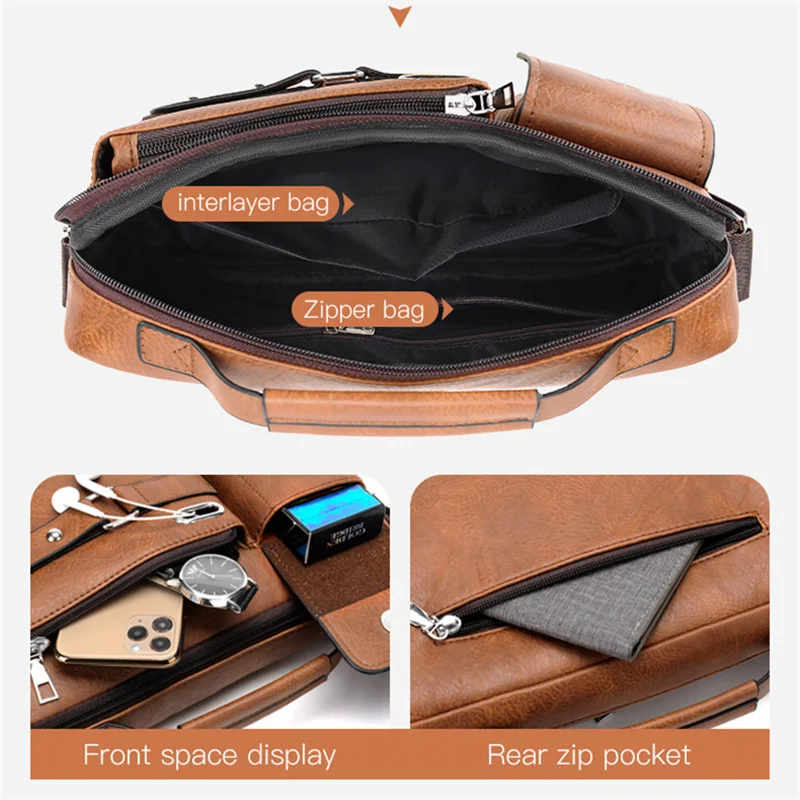 WEIXIER Fashion Men's Shoulder Bag Portable PU Leather Handbag Business Briefcase Travel Man Crossbody Bags Brand Qualit Men Bag