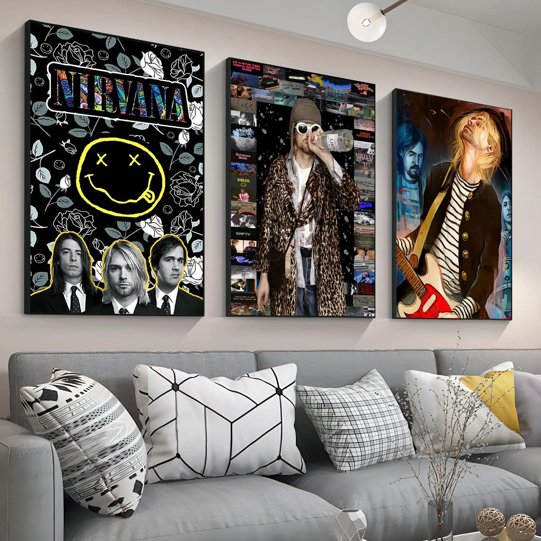 

Singer Kurt-Cobain Rock And Roll Music Self-adhesive Art Poster Vintage Room Home Bar Cafe Decor Posters Wall Stickers