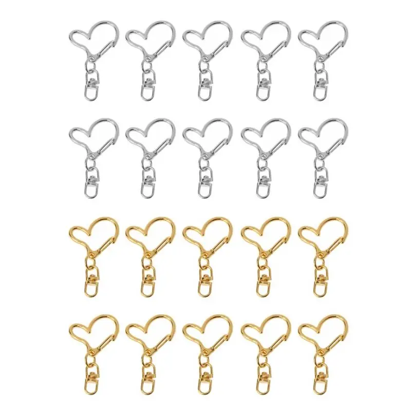 

Premium Lobster Claw Clasp 10 Pcs Swivel Heart Keychain Hook Jewelry Findings Durable Alloy DIY Craft for Bag Jeans 264E