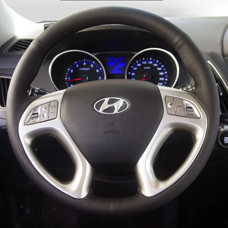 

Customize Non-slip breathable Microfiber Leather Car Steering Wheel Cover For Hyundai ix35 Tucson 2 2011-2015 Car Accessories