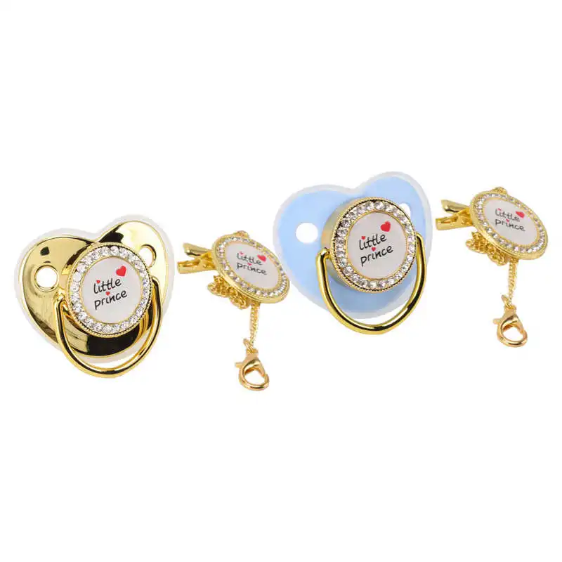 

Baby Luxury Pacifier Silicone Infant Pacifier Rhinestones with Clip for Baby
