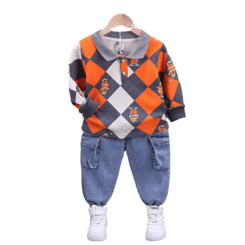 

Новинка, одежда для маленьких мальчиков и девочек на весну и осень, детская модная футболка и штаны, Спортивный Повседневный костюм для малы...