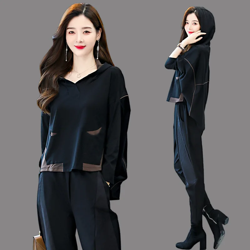 Women Professional Suit 2 Peice Sets Hoodies Fashion Temperament Early Autumn Korean Leisure Office Lady Outifits Pants Pullover