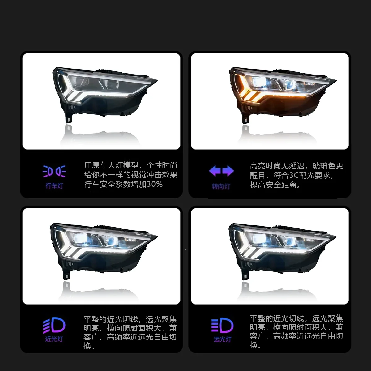Светодиодная фара в сборе для Audi Q3 19-24 модифицированная роскошная передняя с