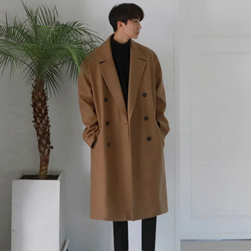 

IEFB Autumn Winter Medium Length Coat Thickened Fashionable Woolen Coat Korean Loose Casual Double Breasted Clothes 9Y4774