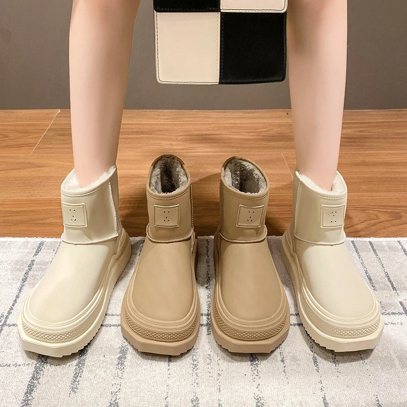 

Platform Snow Boots Women's Winter Fleece-Lined Thickened Women's Boots 2022 Cotton-Padded Shoes Outer Wear Cotton Boots