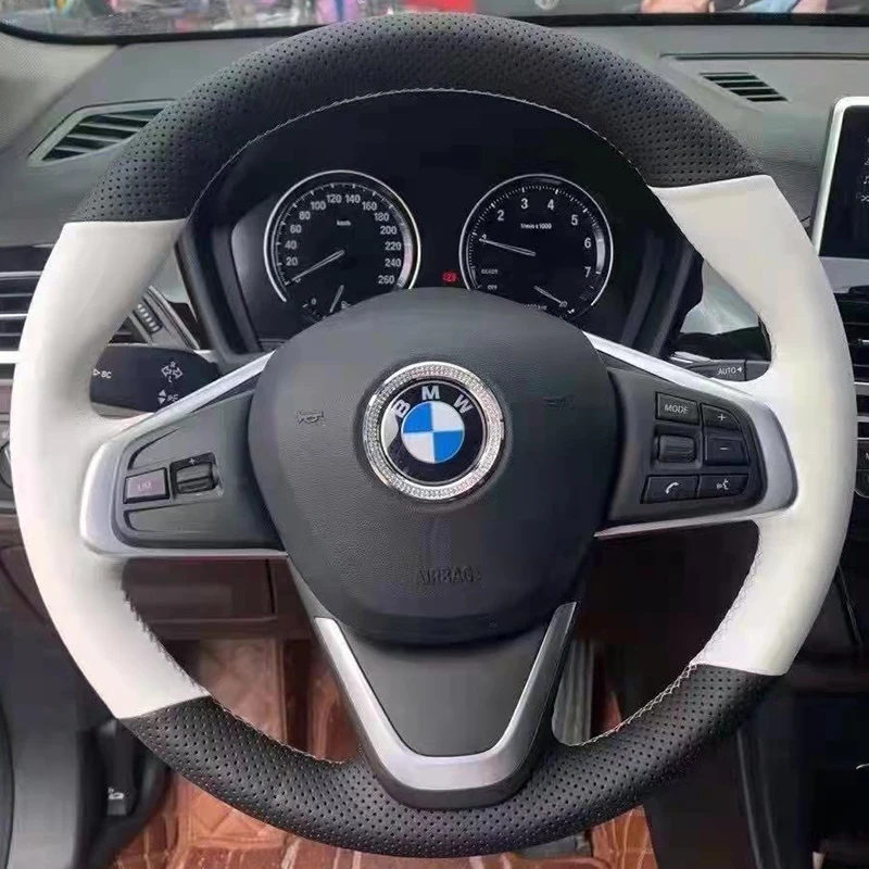 Фото Для BMW F45 F46 X1 F48 2015-2019 X2 F39 2018-2019: Износостойкий чехол на руль из замши ручной работы №2