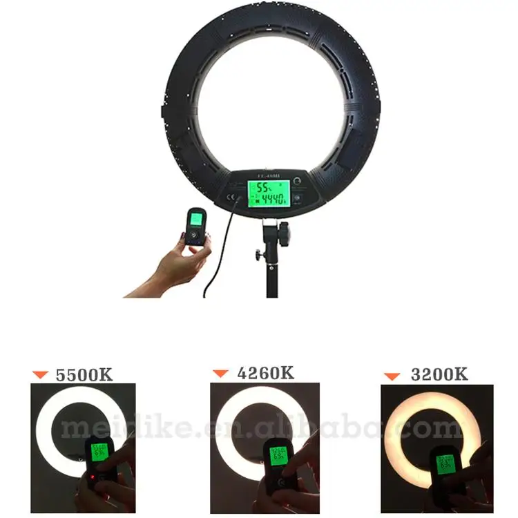 

Yidoblo FE-480II Bi-color Photo Studio Ring Light Светодиодная лампа для освещения видео светильник Lamp RC LCD Photo светильник ing 96W 5500K 480LED светильник s