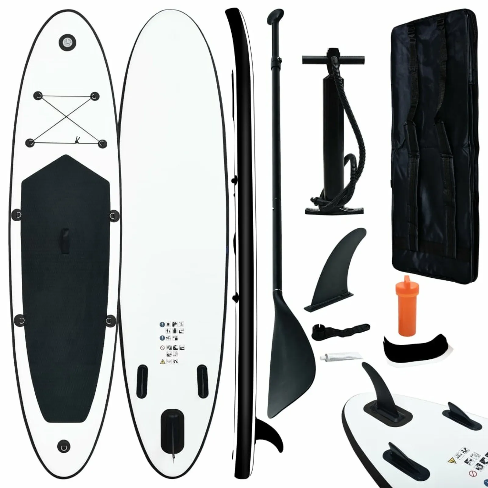 

Inflatable Stand Up Paddleboard Set Black and White