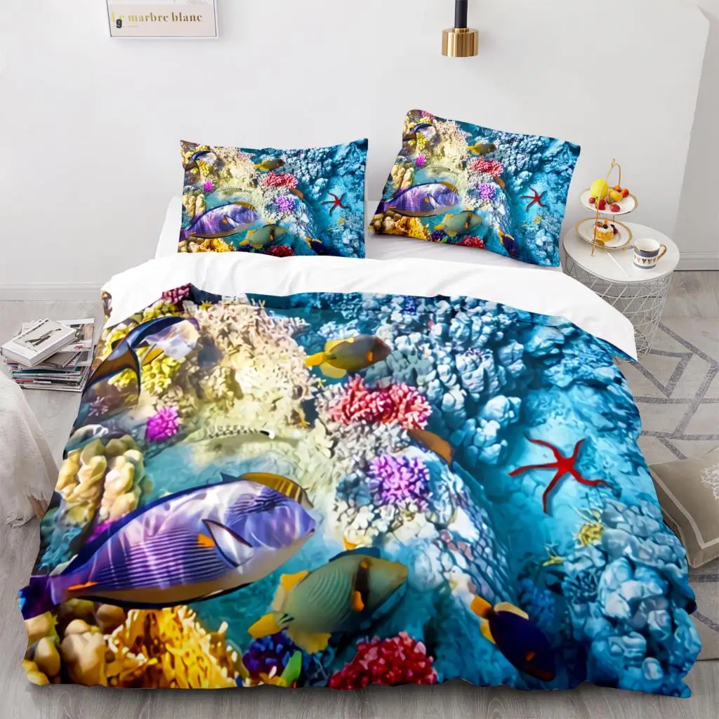 

Комплект постельного белья с изображением рыбы, односпальный двойной полноразмерный Королевский Комплект постельного белья «Морская жизнь», Детский Комплект постельного белья с изображением каваи 012