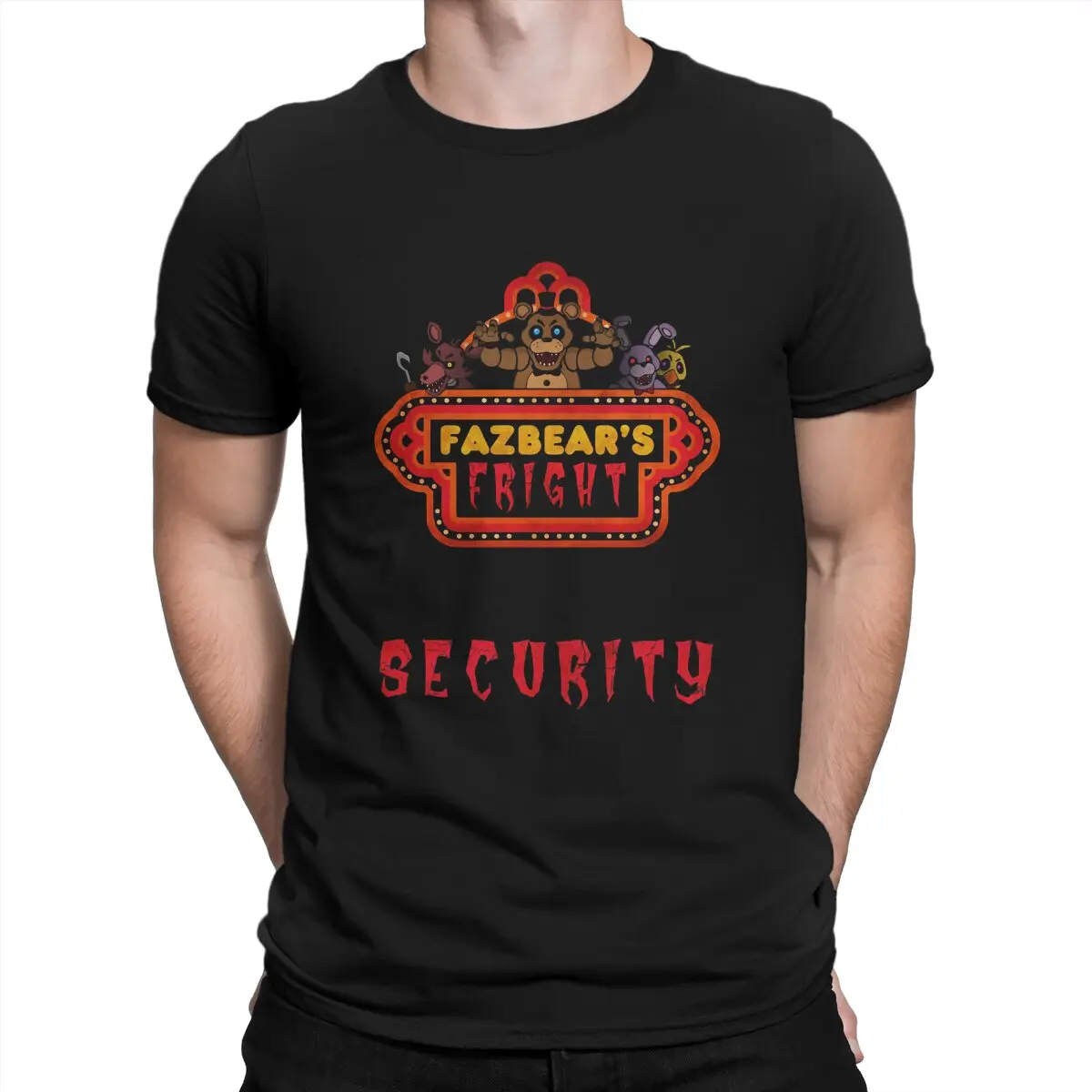 

Fazbear's Fright Security T-Shirt for Men F-Fazbears Casual 100% Cotton Tees Crew Neck Short Sleeve T Shirts Summer Tops