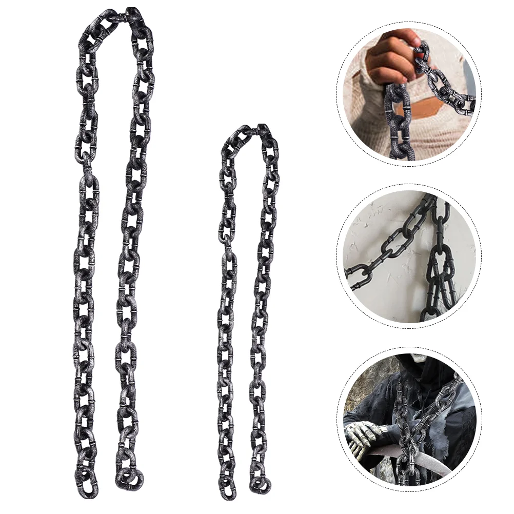 

2 Pcs Simulation Big Iron Chain Halloween Prop Cosplay Costumes Party Plastic Imitation Fetter Prisoner Roleplay