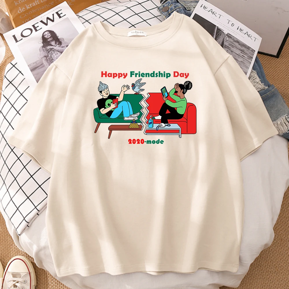 

Футболка мужская с забавным принтом День дружбы 30 июля, Мягкая Повседневная Свободная рубашка с коротким рукавом, креативный стиль, счастли...