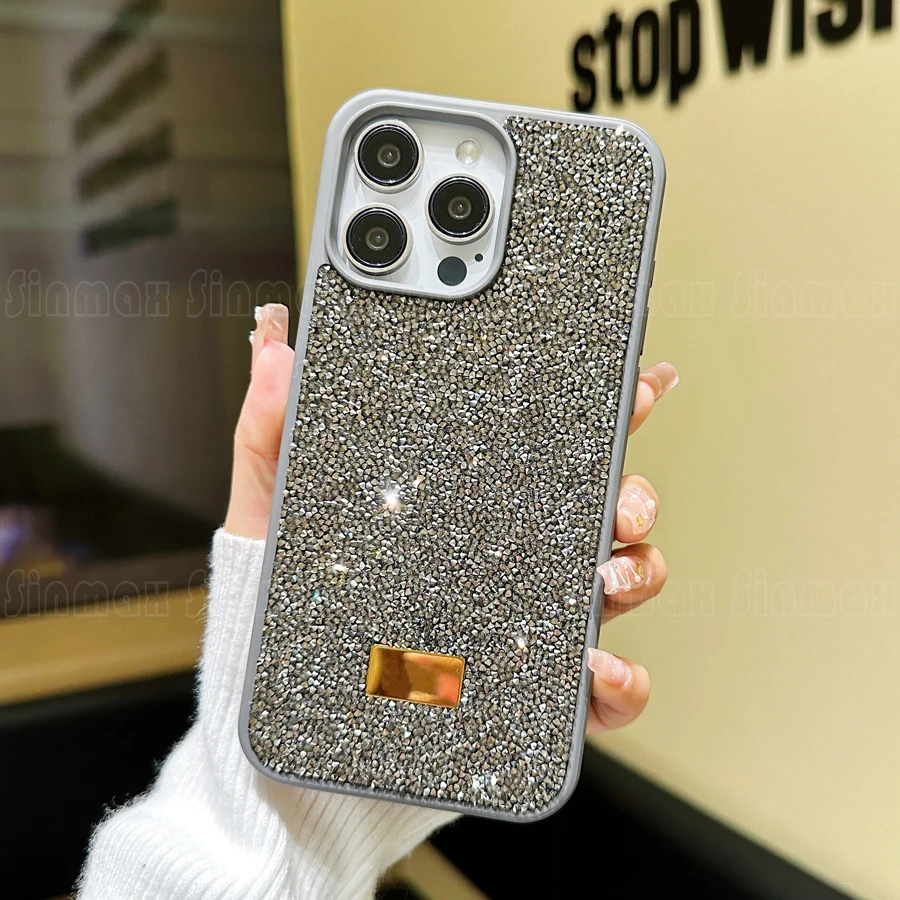 Фото Чехол для телефона с блестящими кристаллами для iPhone 16 15 14 Pro Max 13 12 11 Sparkle Cover Samsung S24 S23 Ultra Flip 6 5 4 3 Fold5 №5