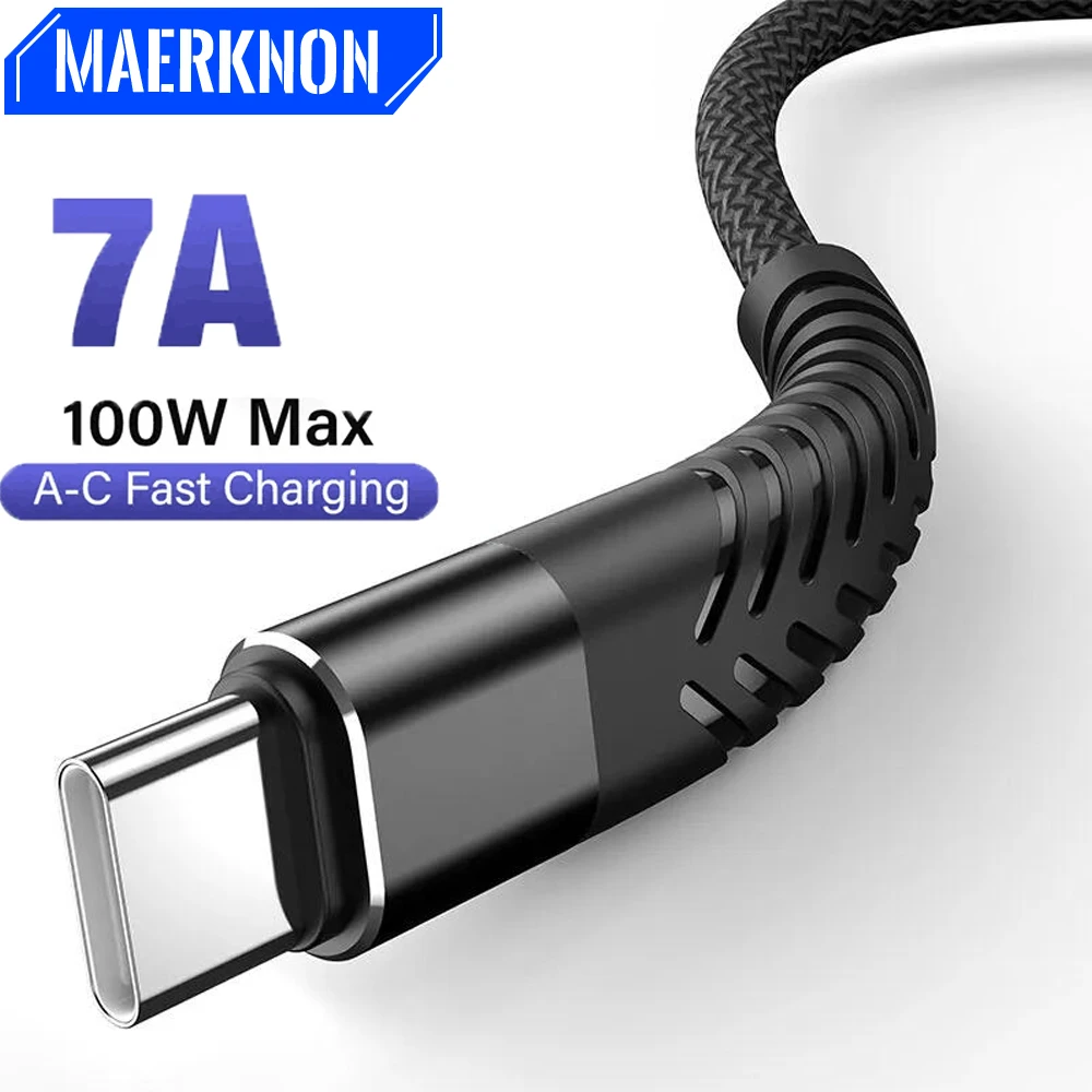 

100W 7A Type C USB Cable Fast Charging For Samsung Xiaomi Huawei Oneplus Redmi Data Wire Mobile Phone Charger Cord Type-C Cable