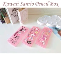 kawaii sanrios pencil box cute hello kt kuromi my melody cinnamoroll cartoon anime stationery storage box toys for children gift