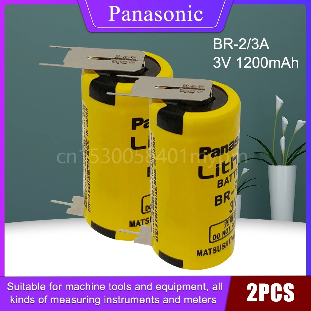 

2PCS Original Panasonic BR-2/3A BR2/3A BR-2/3 17335 3V 1200mAh Lithium Batteries with 2 Pins FANUC PLC Battery for Gas Meters