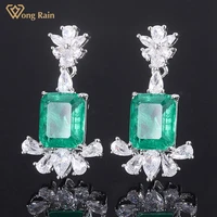 wong rain vintage 925 sterling silver 1012 mm created moissanite emerald gemstone dangle earrings for women fine jewelry gifts
