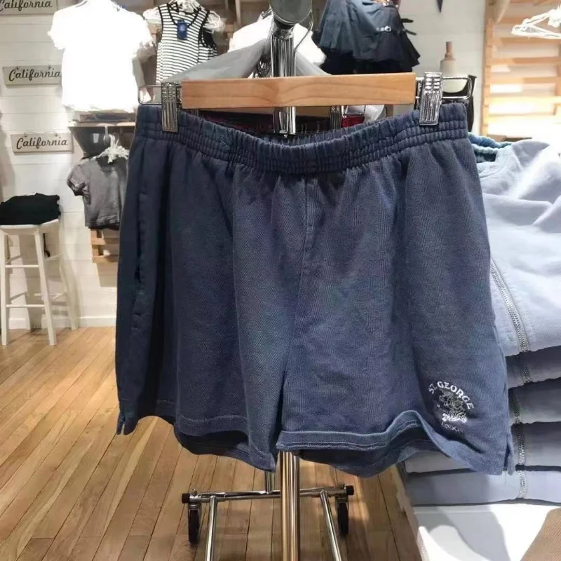 2022 Summer Fashion Ladies Casual Female Knitted  High Waist Sweatpants Casual Women Dragon elastic waist Embroidered Shorts