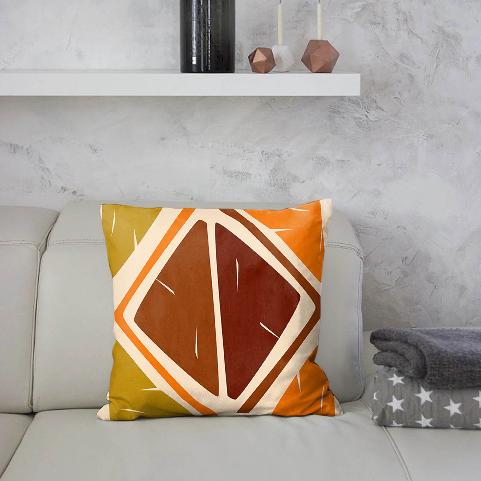 

Наволочка с геометрическим принтом, домашняя хлопковая наволочка для дивана с абстрактным персиковым узором, на молнии