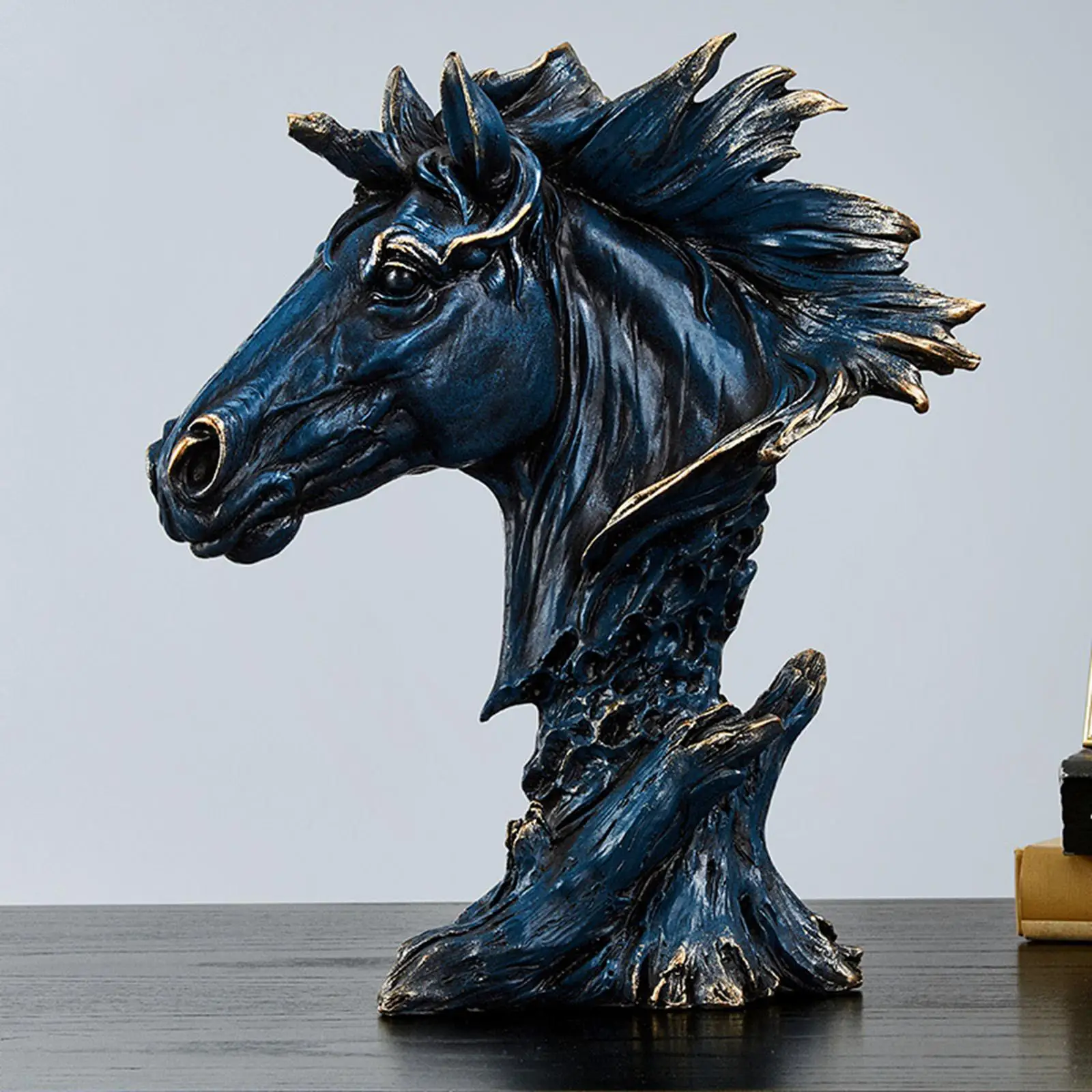 

Retro Horse Head Figurine Animal Statue Resin Sculpture Abstract Ornament