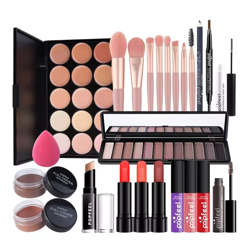 

NEW2023 24Pcs Make Up Sets Eyeshadow Lipstick Eyebrow Concealer Powder Brush Complete Cosmetics Kit For Female Beginner Student