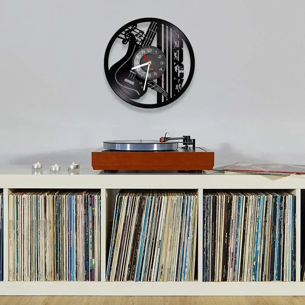 Электрическая гитара Rock виниловая пластина CD диск настенные часы ремешок музыка