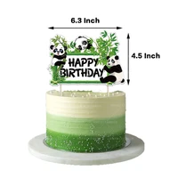 cartoon anime panda bamboo birthday party cute happy birthday cake toppers cupcake decors cake decorating supplies