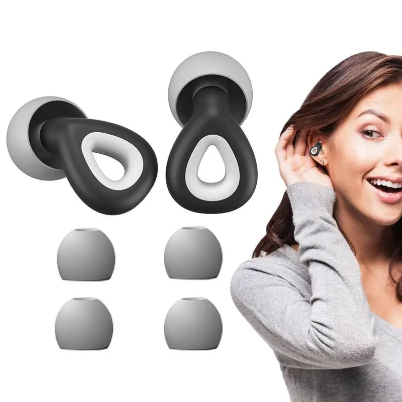 

Noise Reduction Earplugs Waterproof Sleep Earplugs Drop-shaped Silicone Study Earplugs With Box And Replaceable Ear Caps