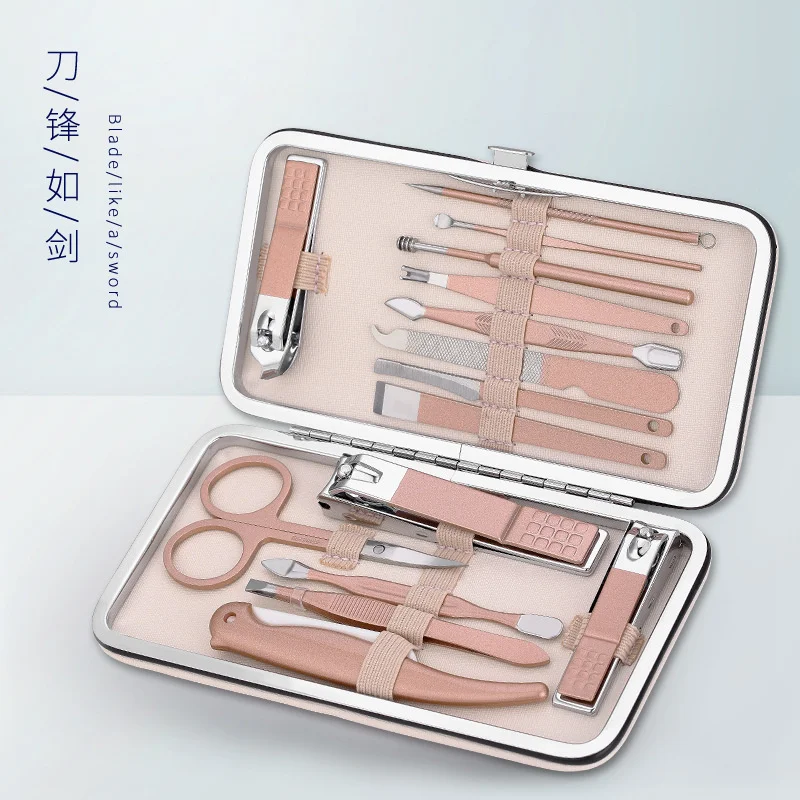 

15 Pieces in 1 Set of Nail Manicure Tools Nails Toe Clipper Scissors Tweezer Pedicure Kit Professional Quality Case for Travel