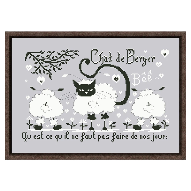 

Sheep baby cross stitch kit simple animal design cotton silk thread 14ct silver canvas embroidery DIY needlework