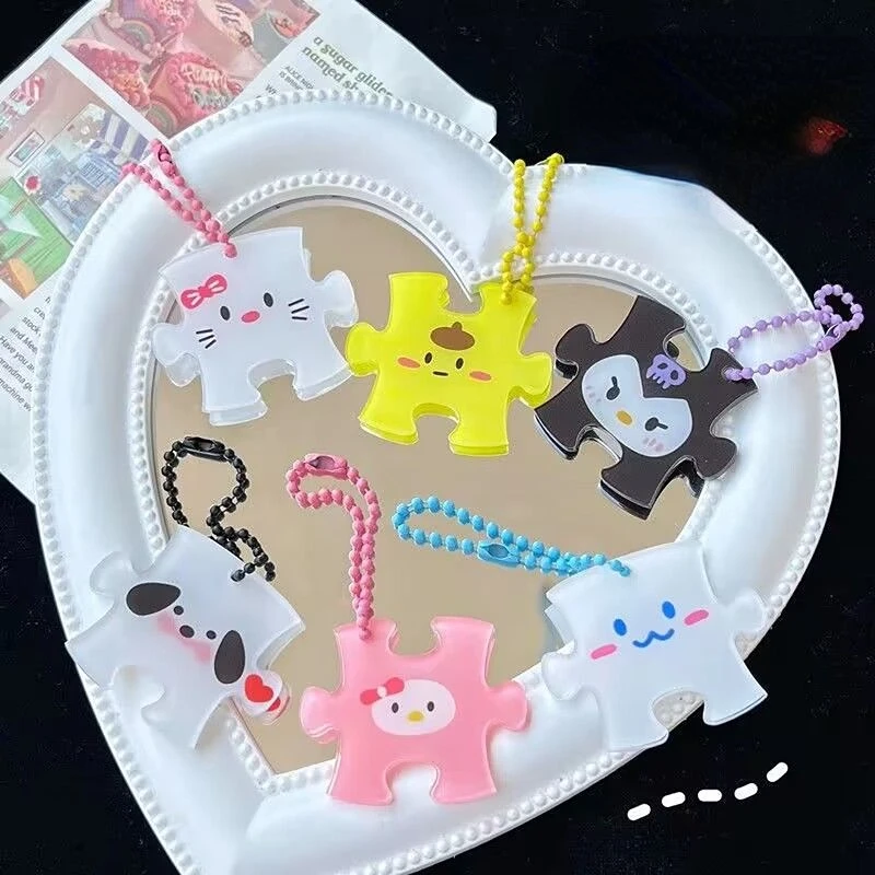 

Sanrio Anime Cartoon Jigsaw Puzzle Building Blocks Key Chain Cute Funny Girlfriend School Bag Small Pendant Kulomi Accessories