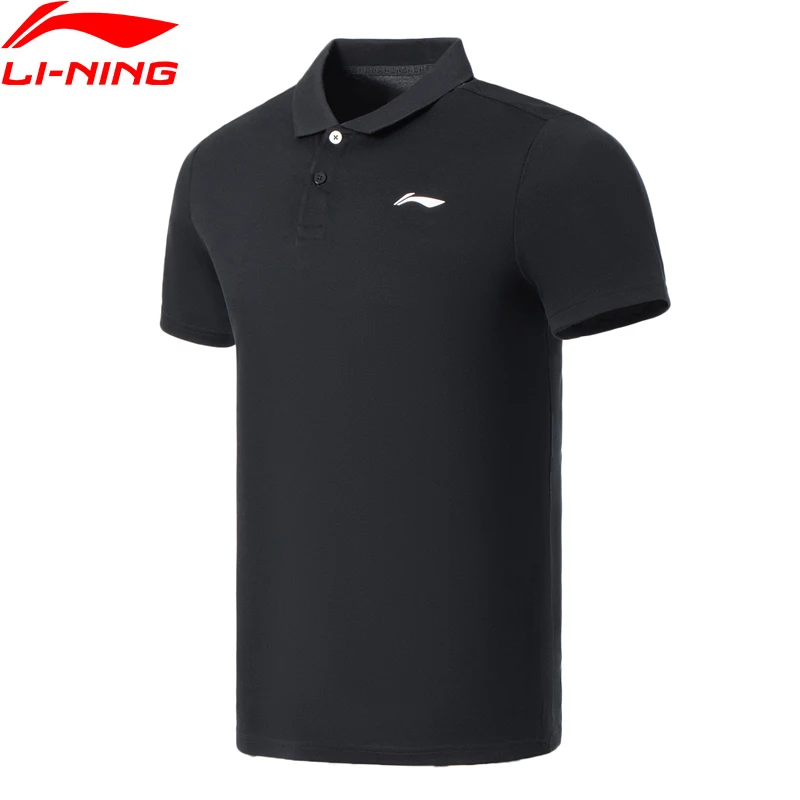 Li-Ning Men GYM Training POLO 100%Cotton Regular Fit T-shirt AML COATING LiNing Fitness Leisure Breathable Sport Tee APLS069