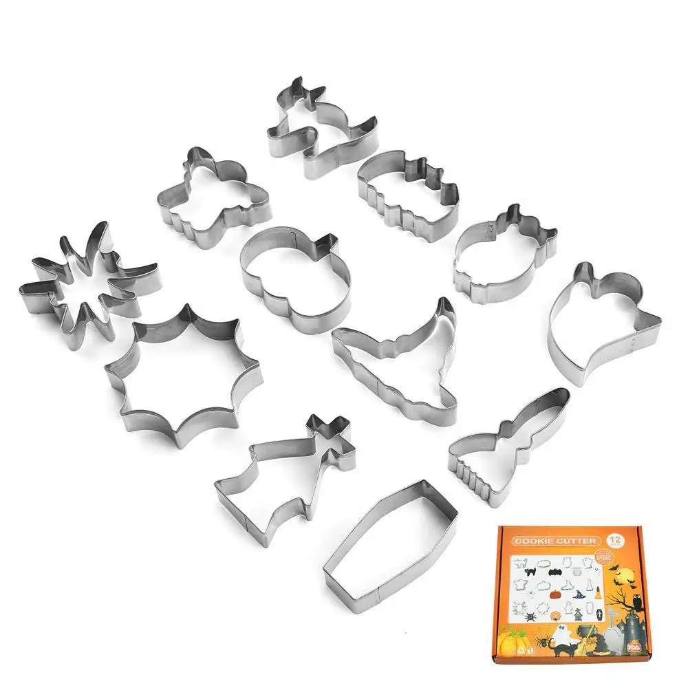 

12 шт. резак для овощей в форме Хэллоуина пластиковая ручка Портативные Инструменты для приготовления пищи нержавеющая сталь резка для фрук...