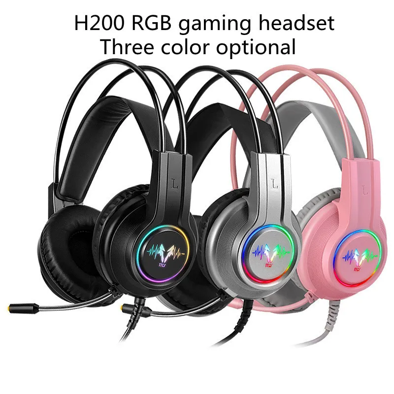

Игровые наушники Wolf Hunter H200 RGB, компьютерная Проводная игровая гарнитура с креплением на голову