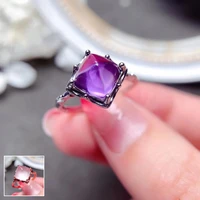 meibapj natural ametrine gemstone fashion simple square ring for women real 925 sterling silver fine charm party jewelry