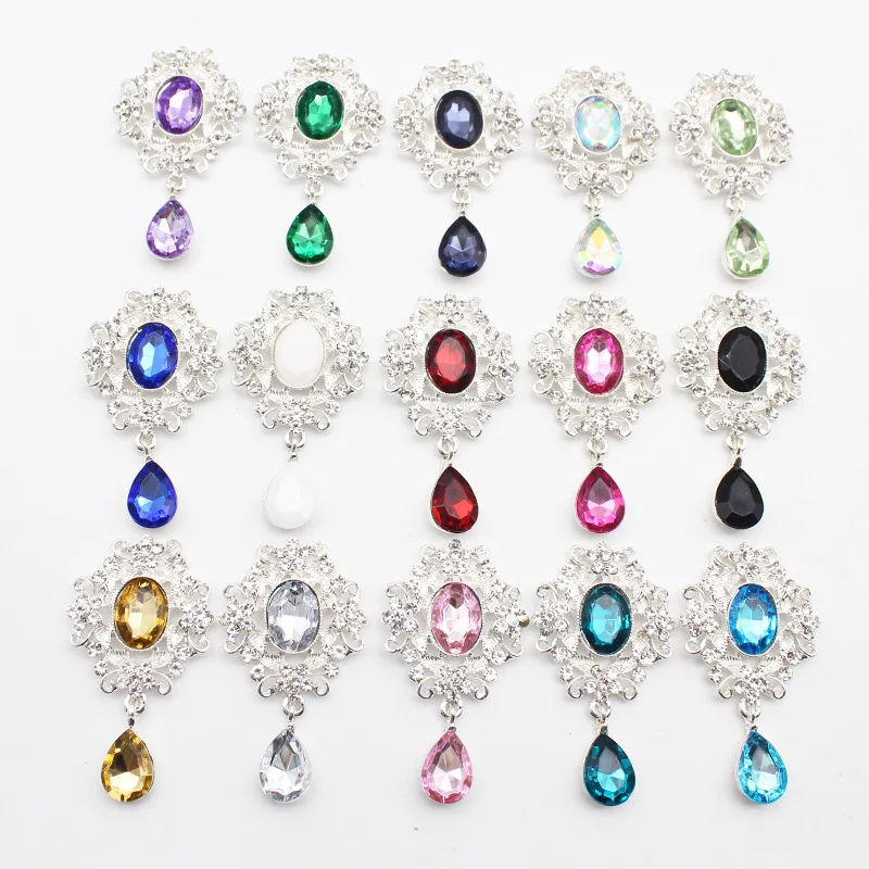 

1Pc 50*31mm Flat Bottom Brooch Drops Acrylic Pendant Alloy Decoration Handmade Clothing DIY Accessories
