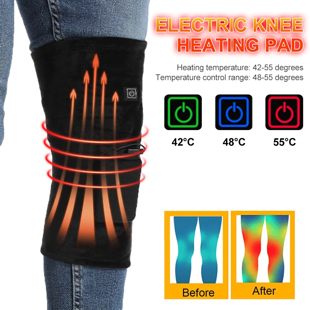

Electric Knee Heating Pad USB Thermal Therapy Heated Knee Brace Support Knee Warmer Pain Relief For Arthritis Joint Old Cold Leg