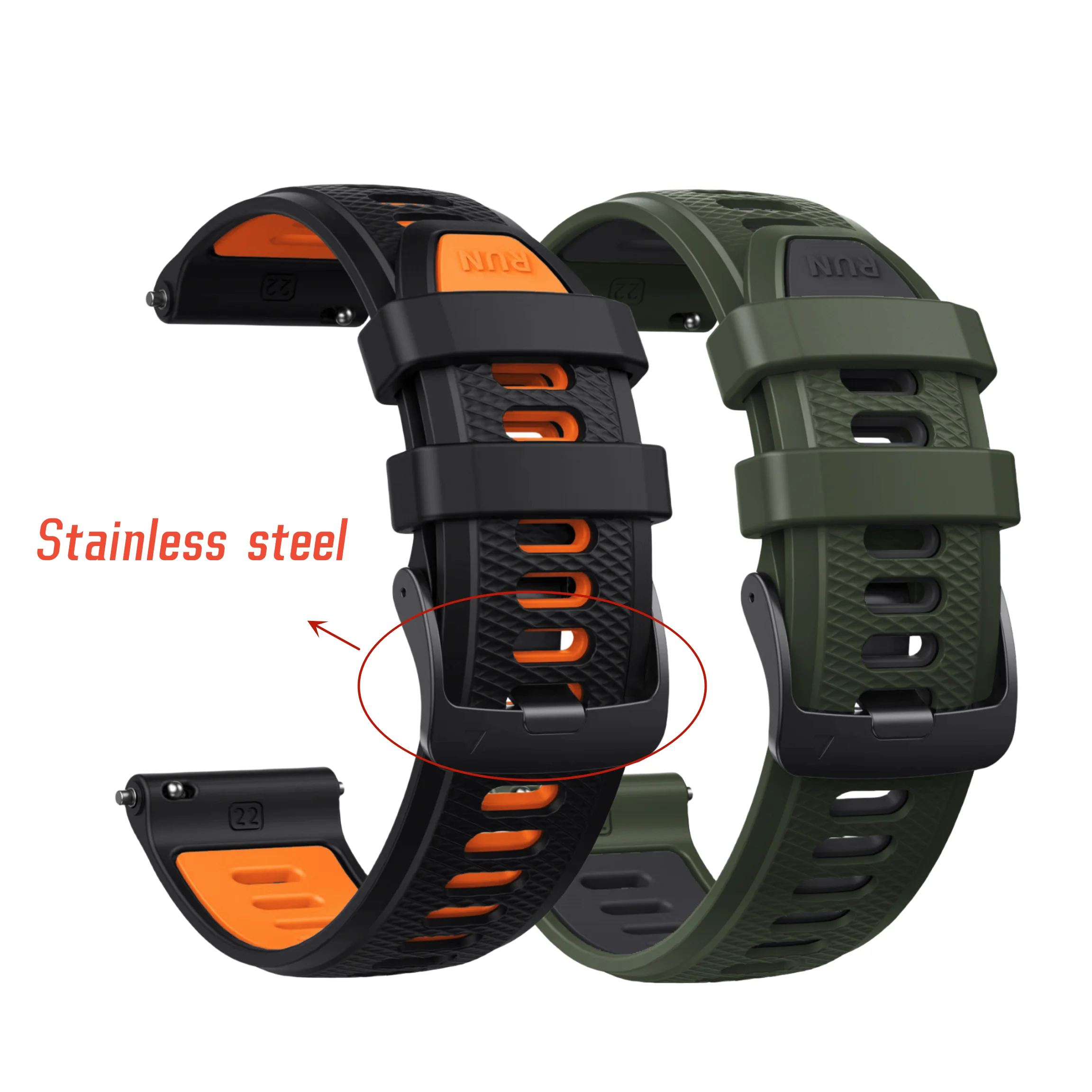 Ремешок спортивный Runcool 22 мм Garmin 265 255 Samsung 46 45 Huawei GT/G12/Pro/Batch 3/3 Pro Suunto 9 Peak