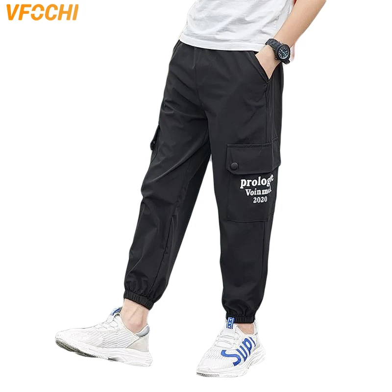 

VFOCHI 2022 Boys Pants Summer Quick-Drying Pencil Pants Thin Kids Trousers Teenage Clothing Elastic Waist Casual Boy Cargo Pants