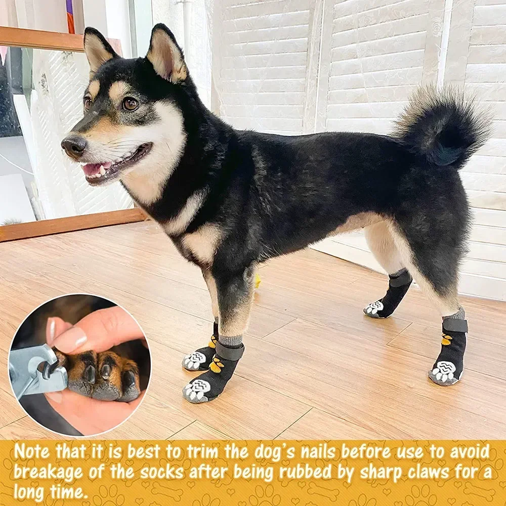 

Control Pet Paw Wear for Dog Paw Adjustable Floor Dog Traction Puppy Protection Socks Anti-slip Pattern Indoor On With Non-slip