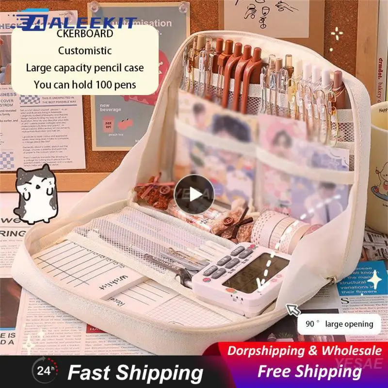 

Storage Pencil Case Double Layer Division Large Capacity High Quality Zipper Student Supplies Large Capacity Pencil Bag