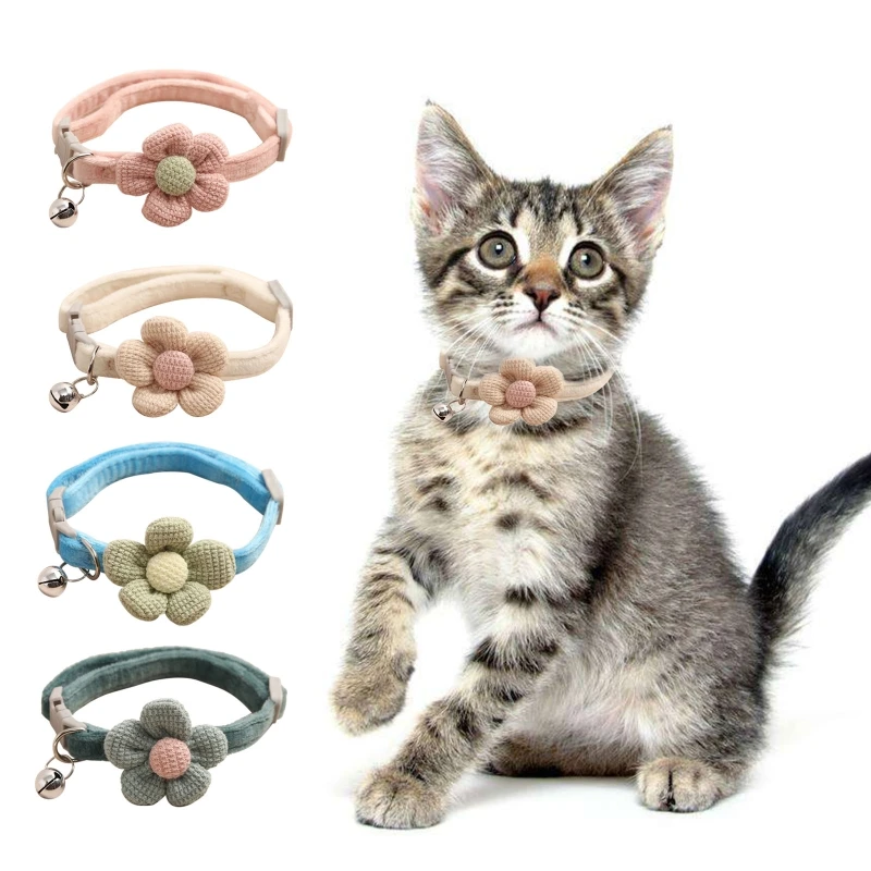 

Adjustable Collar for cats Pets Breakaway with Bell Bowtie Floral Bow Detachable Cute Puff Flower Kitty Collars