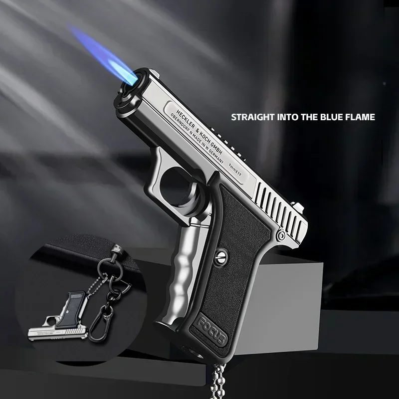 2025 металлическая ветрозащитная подвесная зажигалка уличная портативная с синим