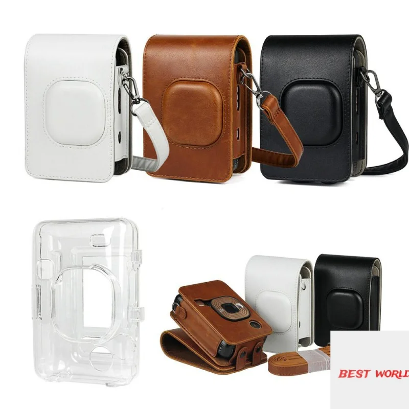 

For Fujifilm Instax Mini Liplay Hybird Instant Film Camera Bag Case PU Leather Retro Black Brown White Carry Cover Shoulder Bags